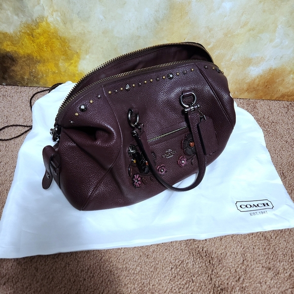 RARE Coach Willow Floral Detail Primrose Satchel, Color: Oxblood, Style 55518 - Picture 7 of 16